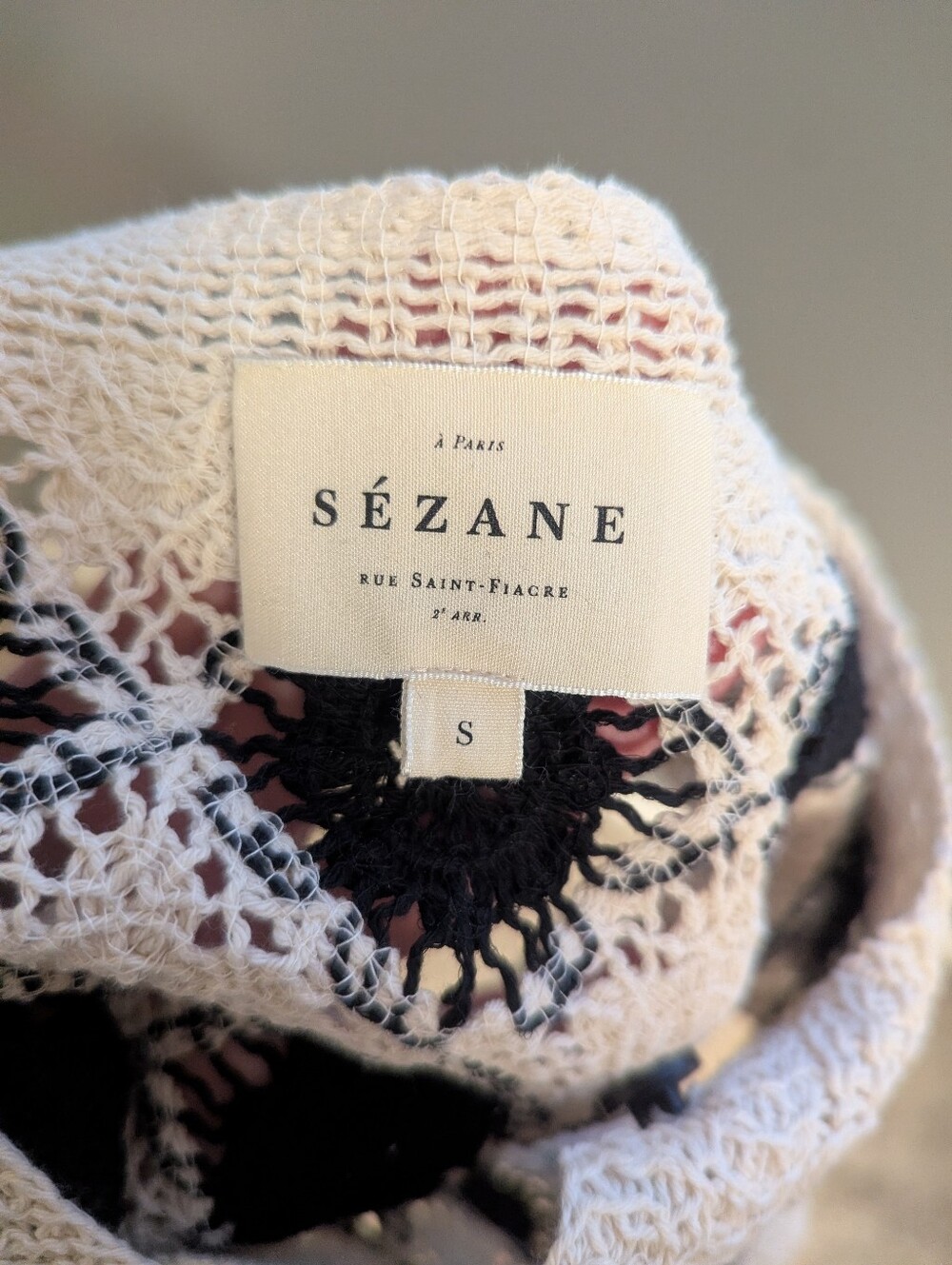 Sezane Ecru and Black Crochet Vest - Picture 3 of 3